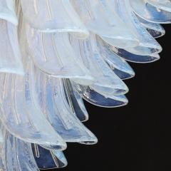 Modernist Hand Blown Iridescent Murano Glass Feather Chandelier w Brass Fitting - 3523601