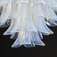 Modernist Hand Blown Iridescent Murano Glass Feather Chandelier w Brass Fitting - 3523609
