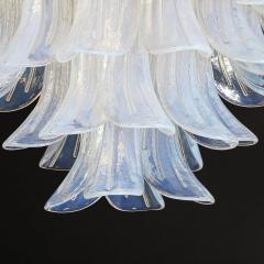 Modernist Hand Blown Iridescent Murano Glass Feather Chandelier w Brass Fitting - 3523872
