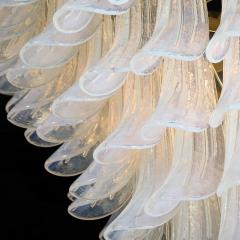 Modernist Hand Blown Iridescent Murano Glass Feather Chandelier w Brass Fitting - 3523927