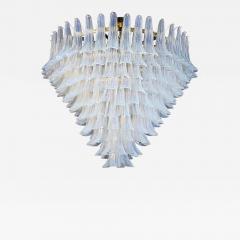 Modernist Hand Blown Iridescent Murano Glass Feather Chandelier w Brass Fitting - 3527428