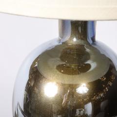 Modernist Hand Blown Mercury Blue Murano Glass Table Lamps with 24K Gold Flecks - 4550608