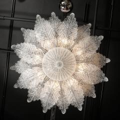 Modernist Hand Blown Mottled Murano Glass Acanthus Flush Mount - 4745293
