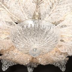 Modernist Hand Blown Mottled Murano Glass Acanthus Flush Mount - 4745294