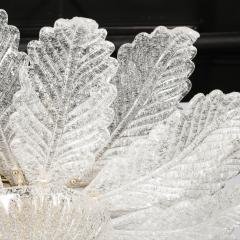 Modernist Hand Blown Mottled Murano Glass Acanthus Flush Mount - 4745314