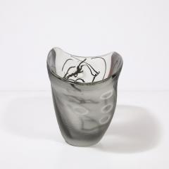Modernist Hand Blown Murano Battuto Frosted Amethyst Glass Centerpiece Bowl - 4304278