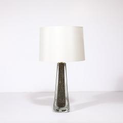 Modernist Hand Blown Murano Bullicante Detailed Glass Brass Fitted Table Lamps - 3645262