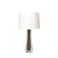 Modernist Hand Blown Murano Bullicante Detailed Glass Brass Fitted Table Lamps - 3645280