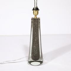 Modernist Hand Blown Murano Bullicante Detailed Glass Brass Fitted Table Lamps - 3645289