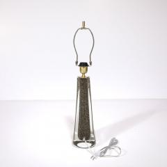 Modernist Hand Blown Murano Bullicante Detailed Glass Brass Fitted Table Lamps - 3645292