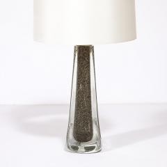 Modernist Hand Blown Murano Bullicante Detailed Glass Brass Fitted Table Lamps - 3645346