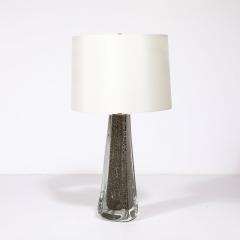 Modernist Hand Blown Murano Bullicante Detailed Glass Brass Fitted Table Lamps - 3645358