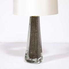 Modernist Hand Blown Murano Bullicante Detailed Glass Brass Fitted Table Lamps - 3645366