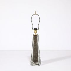 Modernist Hand Blown Murano Bullicante Detailed Glass Brass Fitted Table Lamps - 3645369