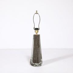 Modernist Hand Blown Murano Bullicante Detailed Glass Brass Fitted Table Lamps - 3645375