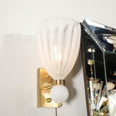 Modernist Hand Blown Murano Fluted Bullicante Glass Sconces w Orbital Drop - 3898976