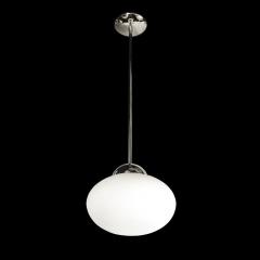 Modernist Hand Blown Murano Frosted Globe Pendant Chandelier W Chrome Fittings - 4403301