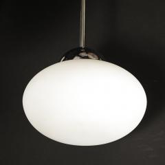 Modernist Hand Blown Murano Frosted Globe Pendant Chandelier W Chrome Fittings - 4403303
