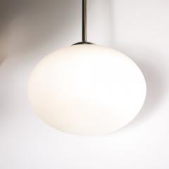 Modernist Hand Blown Murano Frosted Globe Pendant Chandelier W Chrome Fittings - 4403306