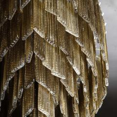 Modernist Hand Blown Murano Glass 6 Tier Oblong Reeded Paneled Glass Chandelier - 4550563