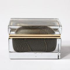 Modernist Hand Blown Murano Glass Box in Black W 24Karat Gold Flecks Brass - 4347716