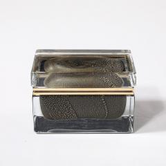 Modernist Hand Blown Murano Glass Box in Black W 24Karat Gold Flecks Brass - 4347718