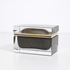 Modernist Hand Blown Murano Glass Box in Black W 24Karat Gold Flecks Brass - 4347722