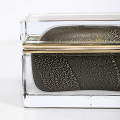 Modernist Hand Blown Murano Glass Box in Black W 24Karat Gold Flecks Brass - 4347729