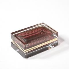 Modernist Hand Blown Murano Glass Box in Smoked Rose with 24 Karat Gold Flecks - 4347692
