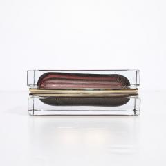 Modernist Hand Blown Murano Glass Box in Smoked Rose with 24 Karat Gold Flecks - 4347693