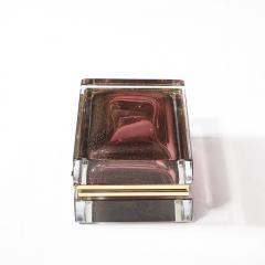 Modernist Hand Blown Murano Glass Box in Smoked Rose with 24 Karat Gold Flecks - 4347694