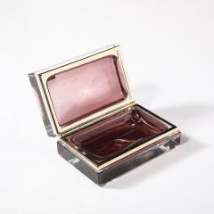 Modernist Hand Blown Murano Glass Box in Smoked Rose with 24 Karat Gold Flecks - 4347695