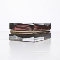 Modernist Hand Blown Murano Glass Box in Smoked Rose with 24 Karat Gold Flecks - 4347696