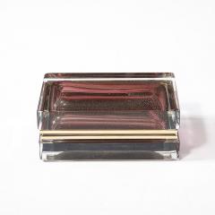 Modernist Hand Blown Murano Glass Box in Smoked Rose with 24 Karat Gold Flecks - 4347698