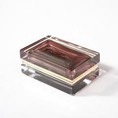 Modernist Hand Blown Murano Glass Box in Smoked Rose with 24 Karat Gold Flecks - 4347699