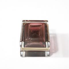Modernist Hand Blown Murano Glass Box in Smoked Rose with 24 Karat Gold Flecks - 4347701