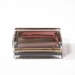 Modernist Hand Blown Murano Glass Box in Smoked Rose with 24 Karat Gold Flecks - 4347702