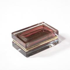 Modernist Hand Blown Murano Glass Box in Smoked Rose with 24 Karat Gold Flecks - 4347708