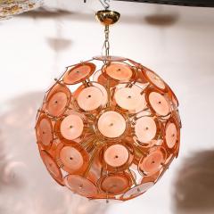 Modernist Hand Blown Murano Glass Disk Sputnik Chandelier in Smoked Apricot - 3703139