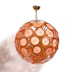Modernist Hand Blown Murano Glass Disk Sputnik Chandelier in Smoked Apricot - 3703140