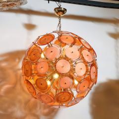 Modernist Hand Blown Murano Glass Disk Sputnik Chandelier in Smoked Apricot - 3703192