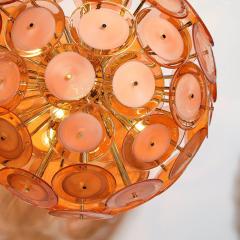 Modernist Hand Blown Murano Glass Disk Sputnik Chandelier in Smoked Apricot - 3703199