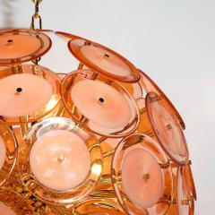 Modernist Hand Blown Murano Glass Disk Sputnik Chandelier in Smoked Apricot - 3703276