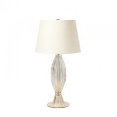 Modernist Hand Blown Murano Glass Fluted Table Lamps W 24K Gold Fleck Detailing - 3925863