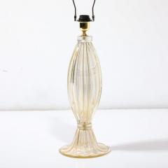 Modernist Hand Blown Murano Glass Fluted Table Lamps W 24K Gold Fleck Detailing - 3925870