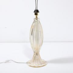 Modernist Hand Blown Murano Glass Fluted Table Lamps W 24K Gold Fleck Detailing - 3925874