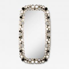 Modernist Hand Blown Murano Glass Mirror w Gold Fleck Applique Border Detailing - 4515331