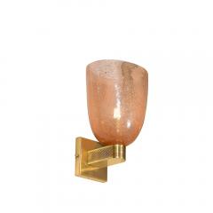 Modernist Hand Blown Murano Glass Pulegoso Sconces in Smoked Rose Brass - 3898742