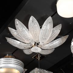 Modernist Hand Blown Murano Glass Reeded Leaf Form Chandelier W 24K White Gold - 4827190