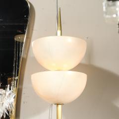 Modernist Hand Blown Murano Glass Reverse Dome Form Brushed Brass Sconces - 4622818